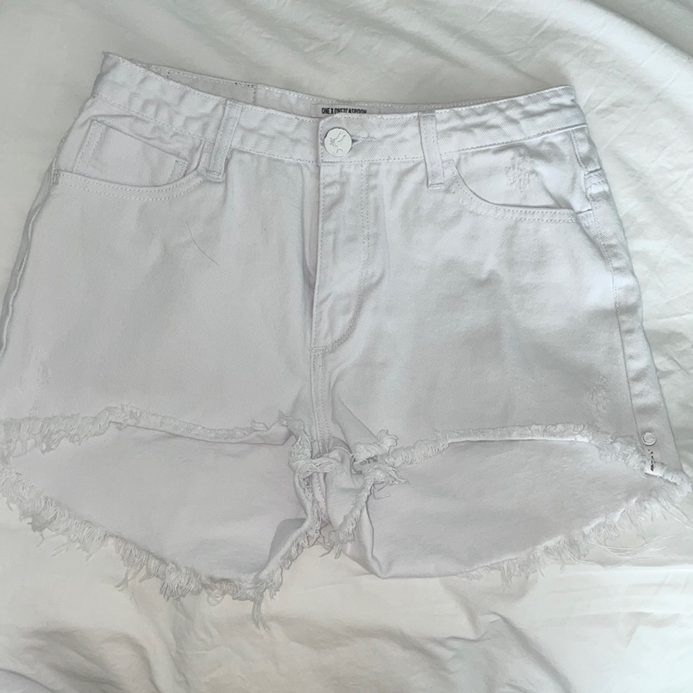 One Teaspoon white high waisted Bonita shorts